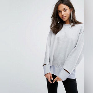 NWT Anthropologie Evidnt Disconnected Hem Sweatshirt - Large - Gray